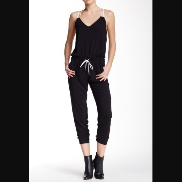 Black Splendid Sleeveless Drawstring Jumpsuit - Picture 1 of 2
